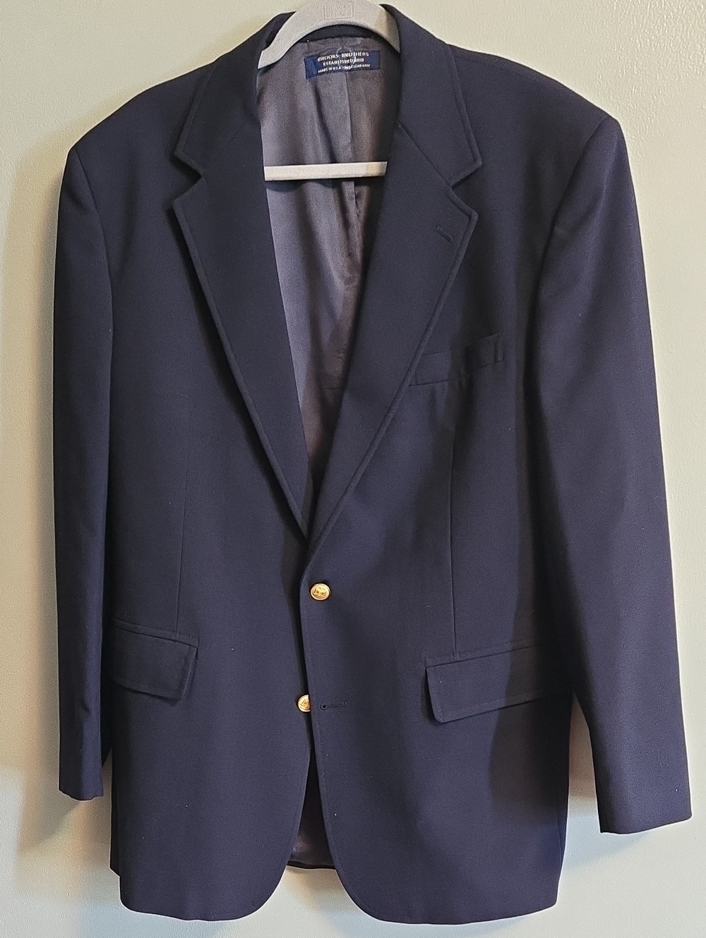 1990's 42R Brooks Brothers " Classic " Navy Hopsack Gold Button Blazer Made USA